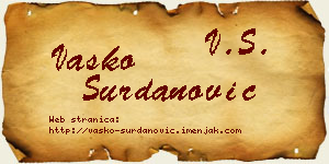 Vasko Surdanović vizit kartica